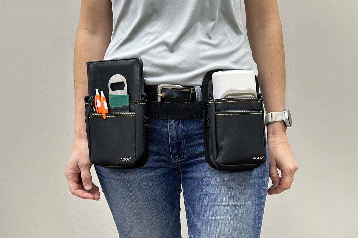 Double Pouch Waistbelt for POS Handhelds; Clover, Adyen, Toast, Ingenico, Square, SkyTab, Verifone, PAX