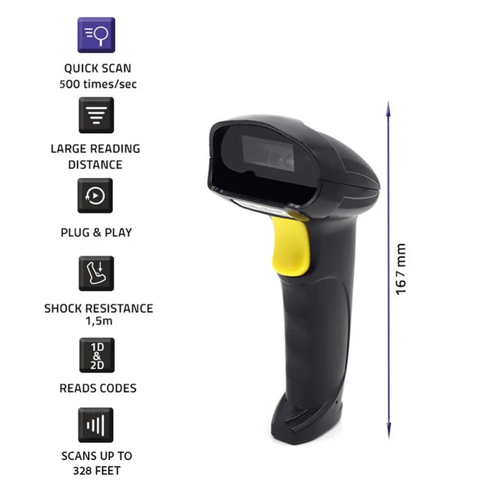 Wireless Barcode Scanner 1D 2D 2.4GHz