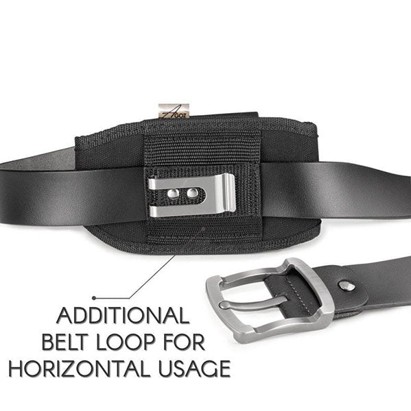Black Canvas Case Pouch Belt Loop Clip for CAT S22 Flip, Sonim XP3